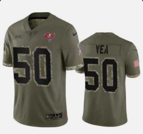 Mens Tampa Bay Buccaneers #50 Vita Vea 2022 Olive Salute To Service Limited Stitched Jersey->tampa bay buccaneers->NFL Jersey